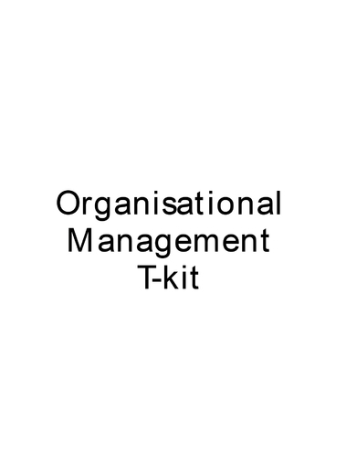 T-Kit 1: Organisational Management
